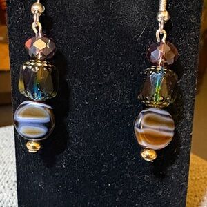 Hand Crafted Iridescent Beaded Earrings